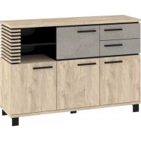 Kumode LAMIR 4D2S, Ozols endgrain/Pelēks/Melns Kumode LAMIR 4D2S, Ozols endgrain/Pelēks/Melns